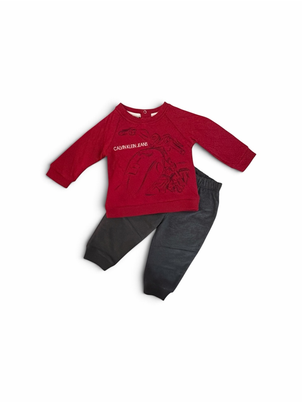 NWT Calvin Klein Jeans Red Top with Black Jogger Pajama Set